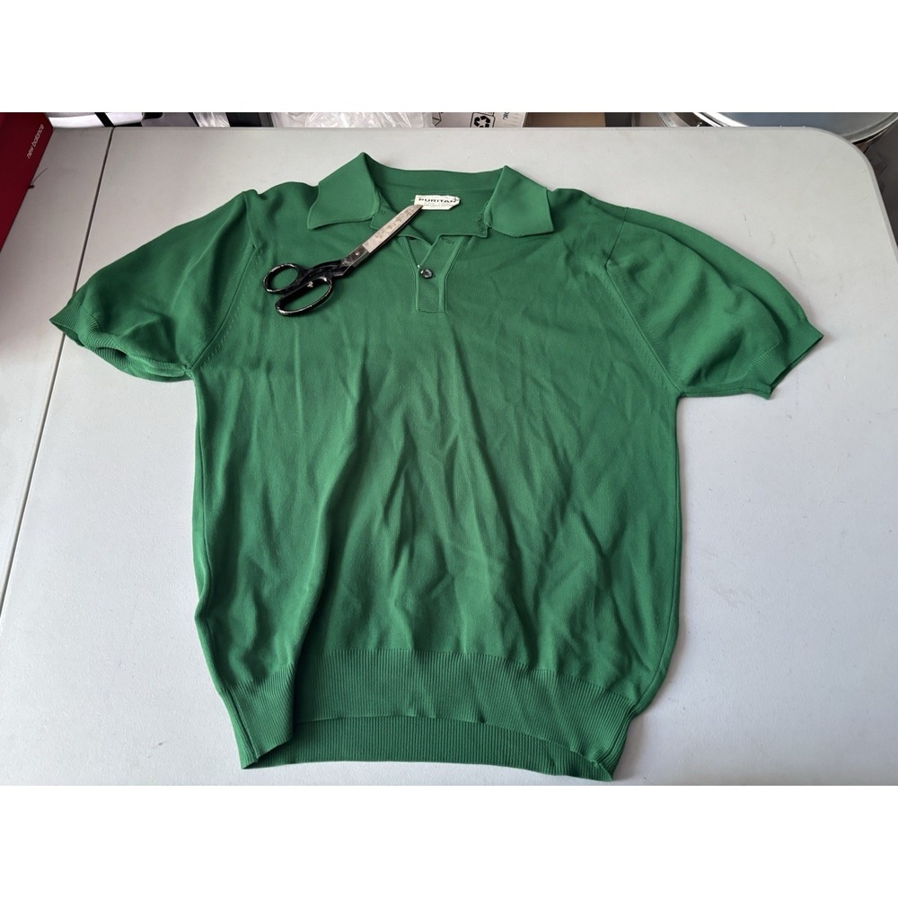 VTG Puritan Ban Lon Green Polo Shirt SIZE M SINGLE STITCH